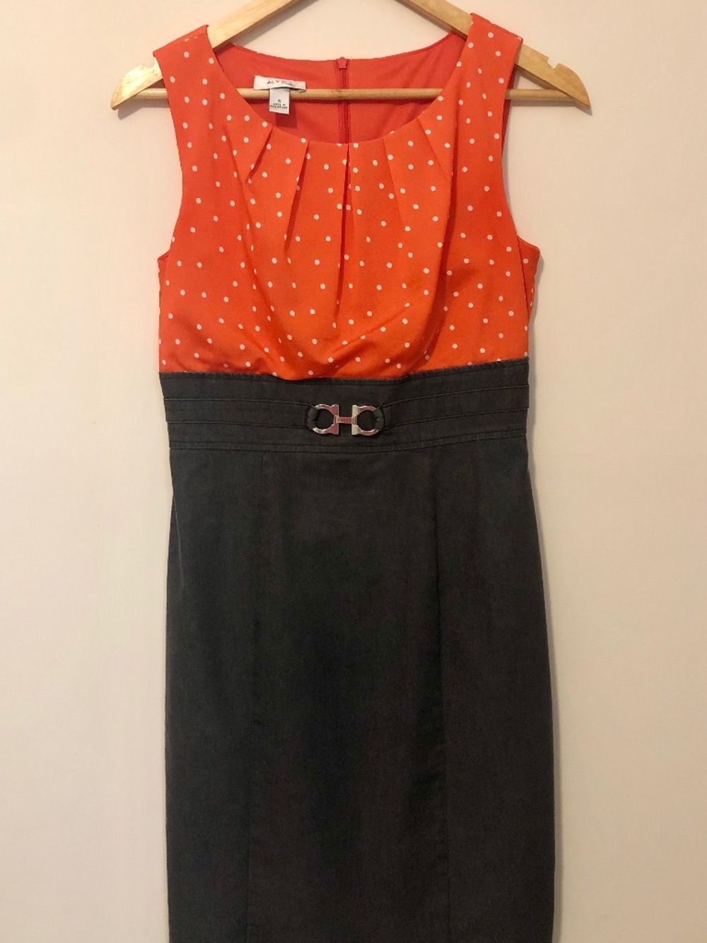 Alyx Limited Orange Polka Dot Denim Sheath Dress Size 4